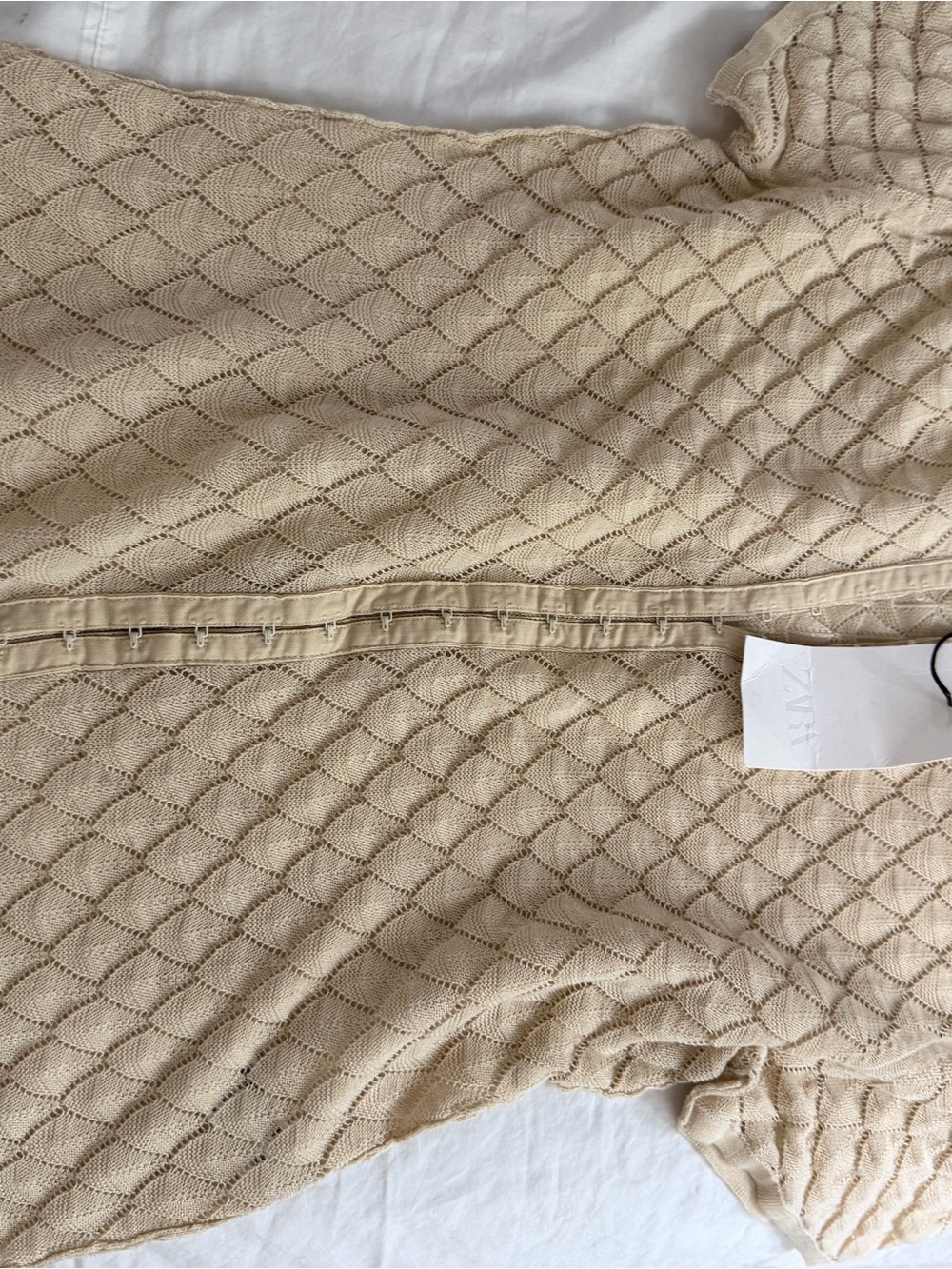 Zara Beige Quilted Knit Throw Blanket